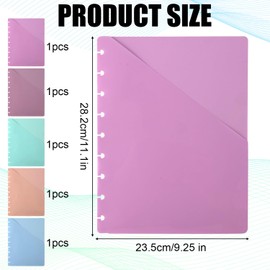 5pcs Discbound Dividers with Pocket, 11x9.25 Inch Multicolor Planner Dividers 11-Disc Notebook Binder Inserts Plastic Index Dividers for Folder Office School