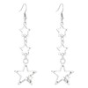 Boho Silver Star Drop Dangly Earrings for Women, Statement Retro