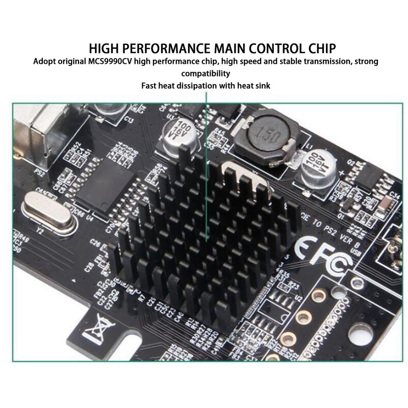 PCIe to PS/2 Adapter Card MCS9990CV Chip Built in USB2.0