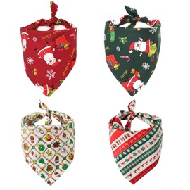 YTUCAS4pcs Dog Cat Bandana Christmas Pet Costume Stylish Christmas Santa Scarf Bibs Kerchief Accessories