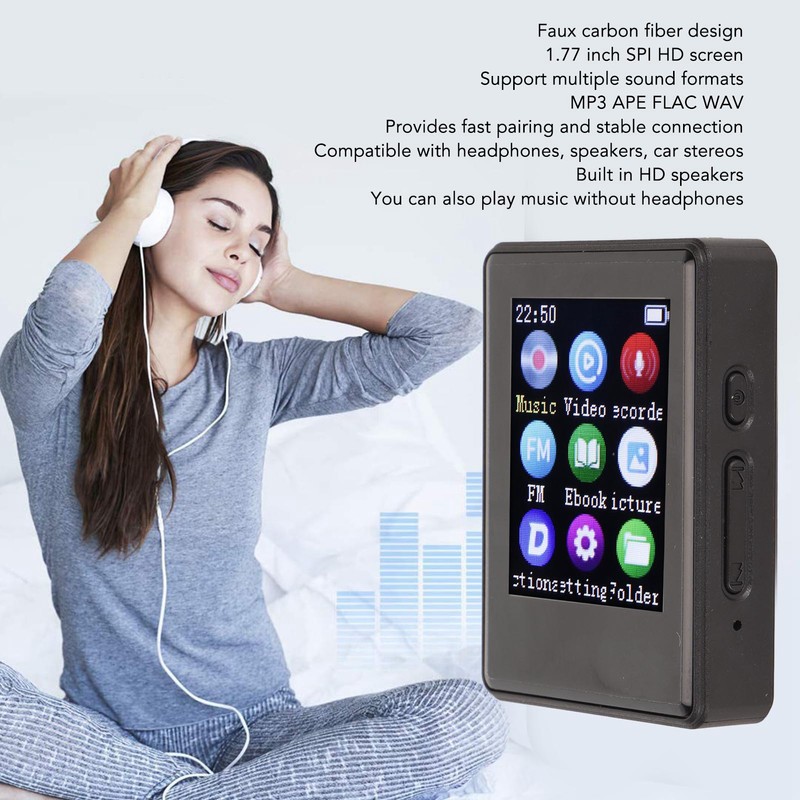 MP3 Player Bluetooth 5.0 1.77 Inch Screen HiFi Recording Electric