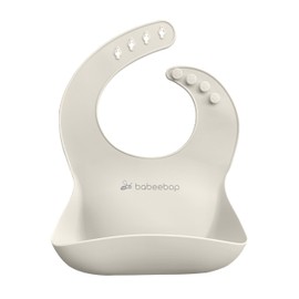 BABEEBOP Silicone Bib for Babies and Toddlers | Lightweight Waterproof Adjustable BPA FREE Baby Bib (light grey)