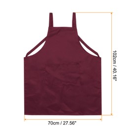 HARFINGTON 2pcs H Style Apron Kitchen Cooking Aprons Long Artist Painting Apron with 2 Pockets for Home Kitchen Restaurant Craft Garden Cooking, Wine Red