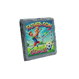 Father-Son Goals! Soccer-Themed Slate Coaster for Soccer Fans & Family Moments (slco-kf25-footballdad&songoalsdb)