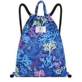 Men and women Drawstring backpack, drawstring bag, sports gym bag (Blue Coral)