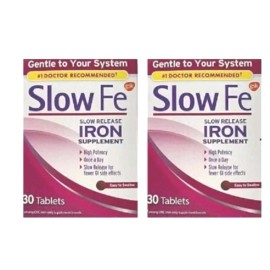 Slow Fe Iron Supplement Slow Release 45mg 30ct EACH 2 PACK Exp 8/27+