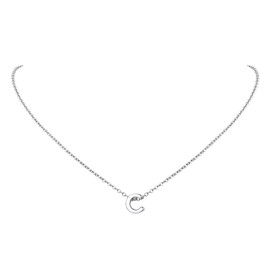 FindChic c Necklace Adjustable Small Letter Alphabet Pendant Necklace for Women Girls Stainless Steel Initial Necklace Monogram Jewellery