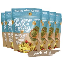 Woodridge Snacks | Vacuum Fried Veggies with Sticky Rice Chips | Mediterranean Mix | 6 Pack | 1.06 OZ (30g) Bags