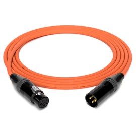 enoaudio Mogami 2534 Quad Professional Studio Cable Balanced Microphone | Neutrik Gold XLR Female - XLR Male | HiFi, Orange, 1.5 m