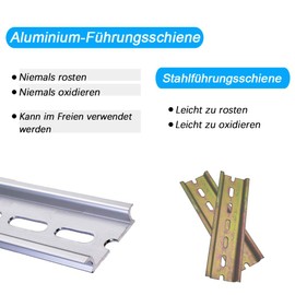 Taiss 3 Pcs DIN Rail Slotted Aluminum RoHS 35mm Wide, 7.5mm High, Long 250mm/ 10"