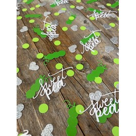 100PCS Sweet Pea Baby Shower Table Scatter,Green Happy Little Sweet Pe Decorations for Greenery Theme Birthday Party,Sweet Pea Decorations, One Sweet Pea Party