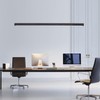 Black Wood Linear Pendant Light – Dimmable LED Chandelier with