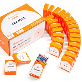 Shuttle Art Crayons Bulk Set - 40 Boxes of 24 Assorted Colors, 960 Count Durable & Non-Toxic Teacher-Quality Crayons, School Supplies bulk For Family Class Party Favors