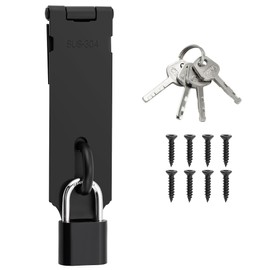 Sayayo Door Hasp Latch Lock 5 Inch with Padlock, SUS304 Stainless Steel Padlock Latch, Matte Black Door Lock Latch for Barn Door, Cabinet or Drawer