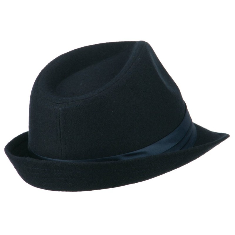 Fedora with Pleated Satin Band - Navy OSFM