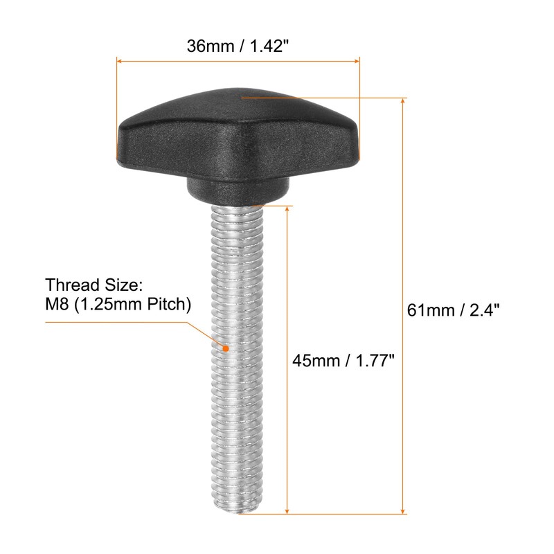 QUARKZMAN 10pcs T Wing Knobs Thumb Screws M8 x 45mm