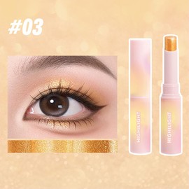 Light Brown Jelly Eye Shadow Stick, Sparkly Glitter Pearlescent Shimmer Eyeshadow Eyeliner Brightener Crayon, Highly Pigmented, Ultra Creamy, Lightweight, Buildable Formula, 0.65 Oz, Long-lasting