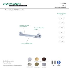 Kingston Brass DR214181 Designer Trimscape Milano 3-Layer Flange 18-Inch Grab Bar with 1.25-Inch Outer Diameter, Polished Chrome