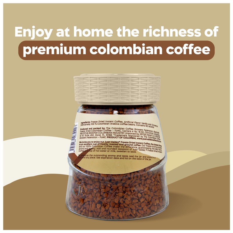 Juan Valdez Freeze-Dried Instant Coffee - Vanilla Cinnamon Flavor |