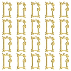 sourcing map 40Pcs Alloy Open Bezel Pendants, Frame Shape Open Back Hollow Frame Pendant Geometric for Resin Jewelry Making Earrings Necklace Bracelet DIY, Gold