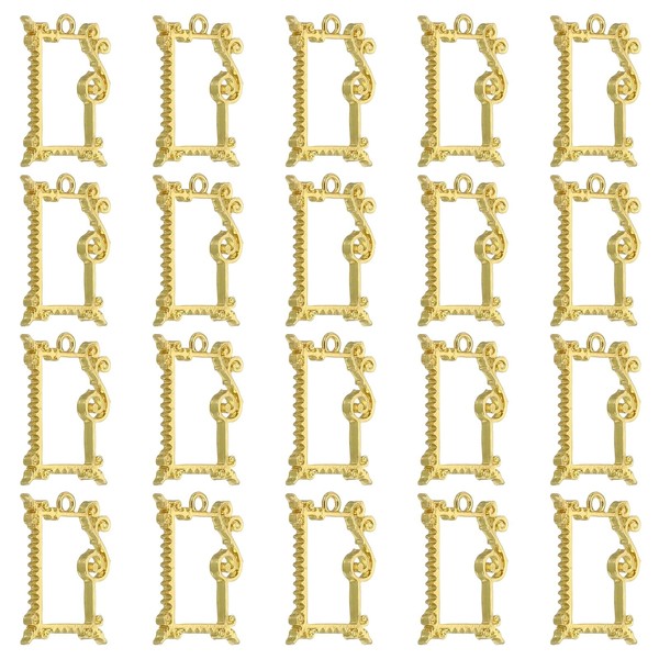 sourcing map 40Pcs Alloy Open Bezel Pendants, Frame Shape Open