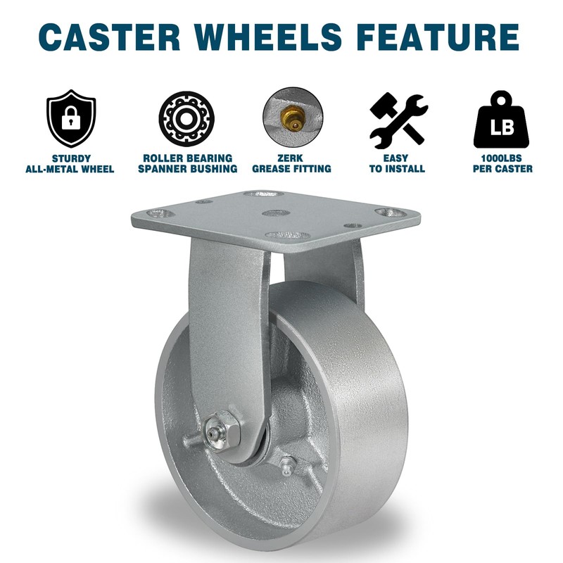 CWfutureparts 5" x 2" Heavy Duty Industrial Casters, 1000 lbs