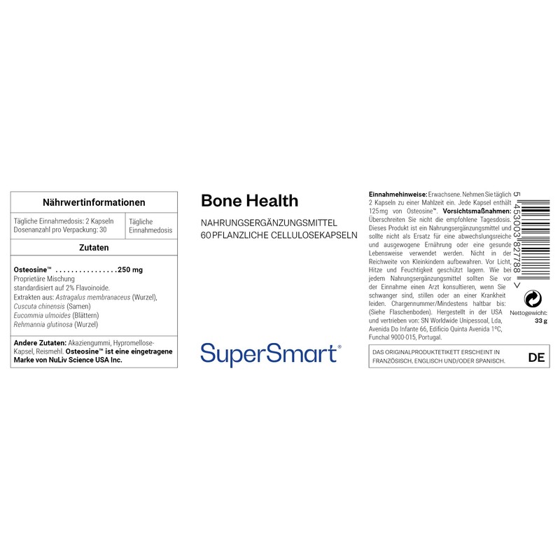 Supersmart - Bone Health Supplement - 100% Natural Formula with