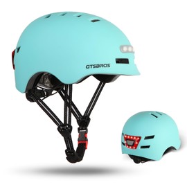 GTSBROS Adult Bike Helmet with Light - Front and Rear LED Lights Adjustable Bicycle Helmet for Adults Men Women Ebike Helmet for Commuting, Road Biking, Skating, Scooter
