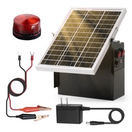 Solar Fence Charger with Warning Light, Briidea 1.2 Joules Solar Electric Fence Energizer, Dual Power (Solar & Adapter), Up to 10-Mile Range, IP64 Weather-Resistant, for Livestock, Garden & Pasture
