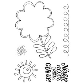 Woodware Clear stamps 4"X6"-Singles Petal Doodles Never Give Up JGS858