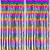Wqafe 2PCs Rainbow Glitter Tinsel Curtains 3.2x6.5ft Foil Iridescent Curtain