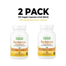 Super Nutrition, 2 PACK, Berberine Phytosome, 550 mg, 60 Veggie Capsules