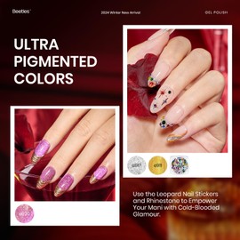 Beetles Gel Nail Polish Set, 20 Colors Red Brown Gel Polish With Base Coat Glossy & Matte Top Coat Mob Wife Collection Cat Eye Christmas Red Black All Seasons Gifts for Women