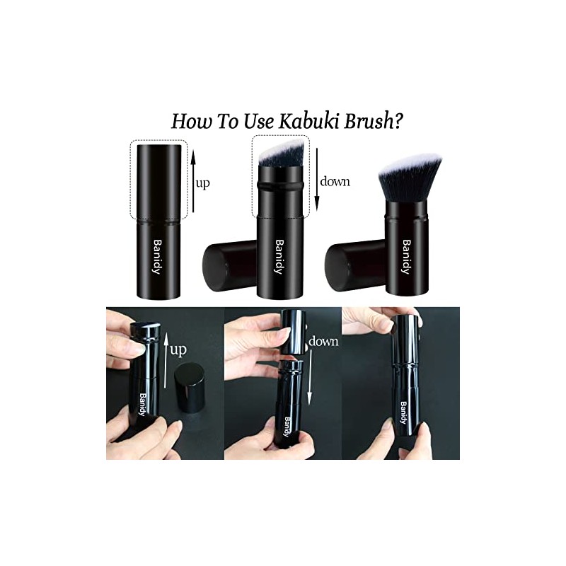 Brocha Maquillaje Kabuki Cara Cepillo Retráctil Viaje Portátil Impecable Base