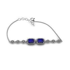 LMDPRAJAPATIS - 8 x 10 mm silver tennis bracelet with cubic circle for and women, Gema, Zafiro