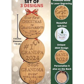 Unbranded 3 PCS SET  Grandparents First Christmas Ornament 2024 Our First Christmas
