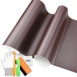 3D Carbon Fiber Textured Brown Matte Car Vinyl Wrap Sticker Decal Sheet Bubble Free 5FT x 6FT Tool Kit