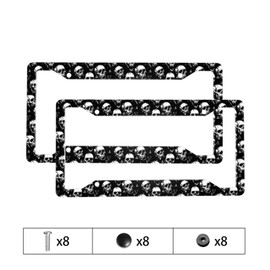 Skull License Plate Frame 2 Pack Accessories Cars Decor 12.3 X 6.3 Inches for Men Women