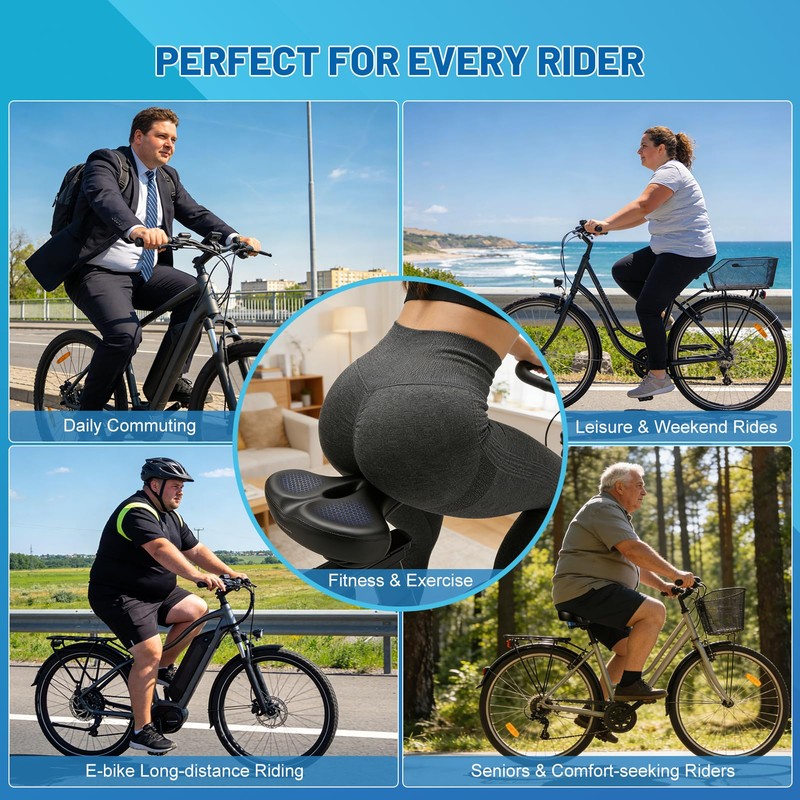 APECYC Bike Seat Extra Wide, Oversized Comfort Bicycle Saddle for