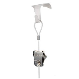 Stas 4 Pack Picture Rail Hanging System - White Metal Hooks + 78" Perlon Cords with Loop + Zipper Hooks