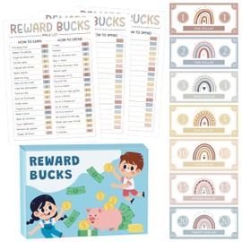 EZdhuawuse Reward Bucks Charts for Kids - Christmas Gifts 633P Good Behavior Boho Reward Chore Chart for Boys Girls, Family Housework Plan Earn Spend Props Birthday Gifts, Parent Child Play Game List