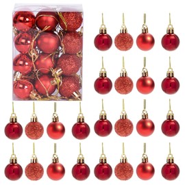 GOOTRADES Set of 24 Mini Shatterproof Christmas Balls Tree Ornaments Party Decoration, 3cm/1.18inch (Red)