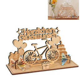 T TAKONE Money Gift Bicycle, Creative Decorative Bicycle Made of Wood, Perfect Birthday Bicycle Money Gift for Family, Friends, Cyclists