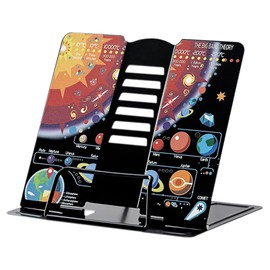 GmeDhc Metal Reading Stand Children Height Adjustable Cosmic Solar System Planet Foldable Bookcase, 6 Levels Adjustable Reading Stand for Study, Work, Reading