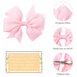 Choicbaby 3 Inches Hair Bows for Girls Pink Grosgrain Ribbon Pinwheel Hair Bows Clips Toddler Bows Hair Clips for Birthday Baby Shower Gifts 6 Pack Photo Props