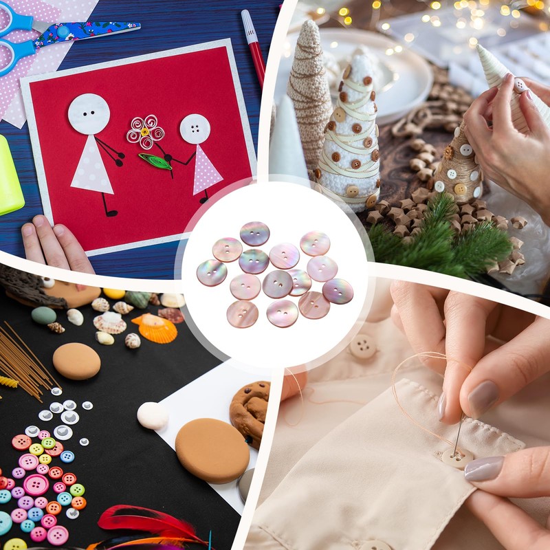sourcing map 7Pcs Natural Pearl Shell Button, 20mm 2 Hole