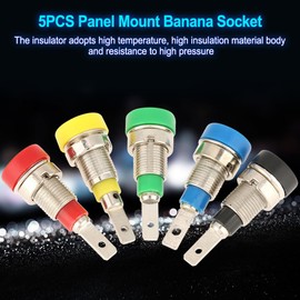 Banana Plug Socket 2 mm Banana Socket Pole Clamp Mixed Colour Banana Socket Jack for Panel Mounting Test Probes Pack of 5