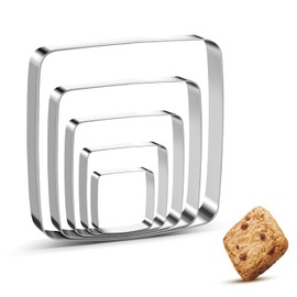 Square Round Corner Cookie Cutter Sandwich Cutters for Lunchbox Fruit Cutters Vegetable Cutters for Baking DIY X‘mas Birthday Party Decor, Pack of 5