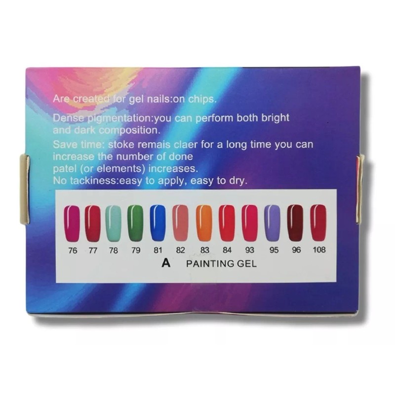 Mussa Kit Gel Painting Gama De 12pz + 15 Pinceles