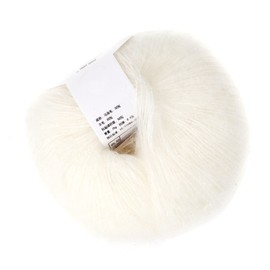 Soft Angora Mohair Yarn, Popular Multicoloured Wool Knitting Yarn for Garments, Scarves, Sweaters, Scarves, Hats and Craft Projects (01 White)